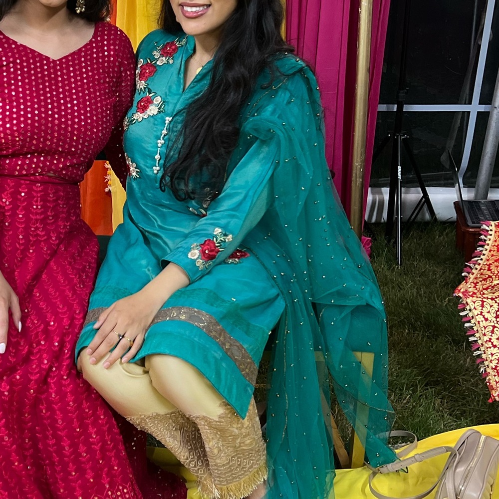 Rizwan Moazzam Teal Organza Kurti 3pc